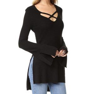 Free People criss cross black sweater-size M